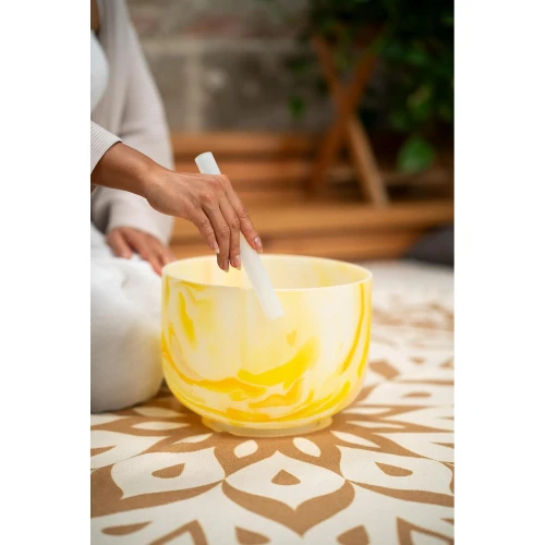 Meinl Sonic Energy 10" Marble Crystal Singing Bowl (E4, Yellow, 432 Hz, Solarplexus Chakra) 3