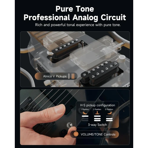 Donner HUSH X Pro Elektro Gitar (Midnight Glow) 8