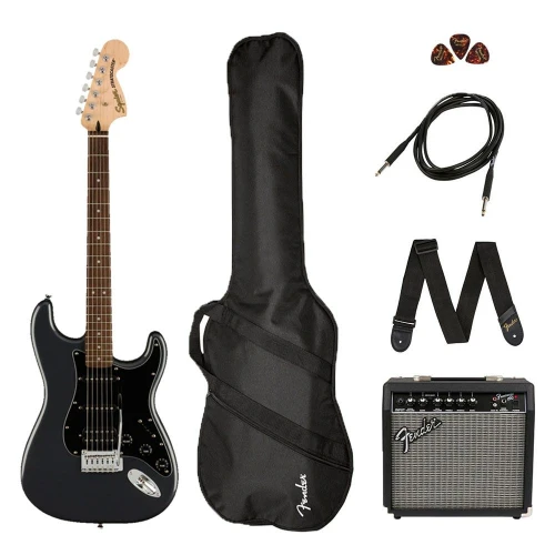 Squier Affinity Stratocaster HSS Laurel Klavye Charcoal Frost Metallic 15G Elektro Gitar Seti 2