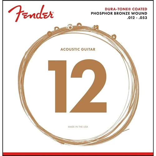 Fender 860L Phosphor Bronze Dura-Tone Coated 12-53 Akustik Gitar Teli 1