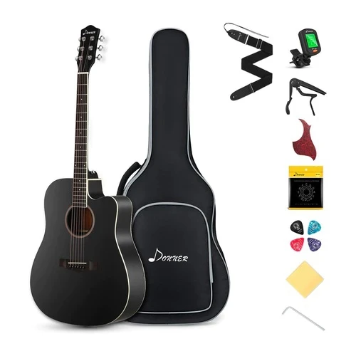 Donner DAG-1CB Cutaway Akustik Gitar Seti (Siyah) 1