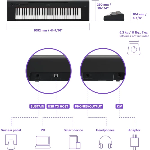 Yamaha Piaggero NP-15 61-Tuşlu Eğitim Klavyesi (Siyah) 7