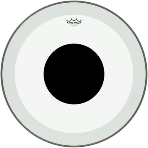 REMO P3-1324-10- Powerstroke® P3 Şeffaf Top Black Dot™ 24" Bas Davul Derisi 1