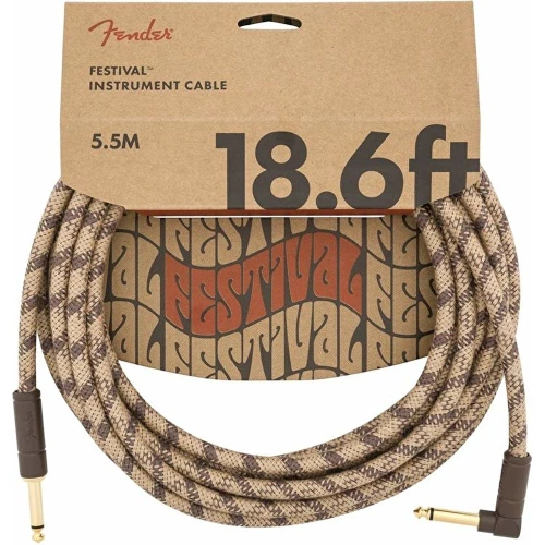 Fender Festival Düz/L Uçlu 5m Pure Hemp Brown Stripe Enstrüman Kablosu 2
