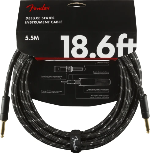Fender Deluxe Düz/Düz Uçlu 5m Siyah Tweed Enstrüman Kablosu 4