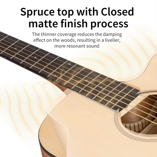 Donner DAD-140C Dreadnought Akustik Gitar Paketi (Natural) 5