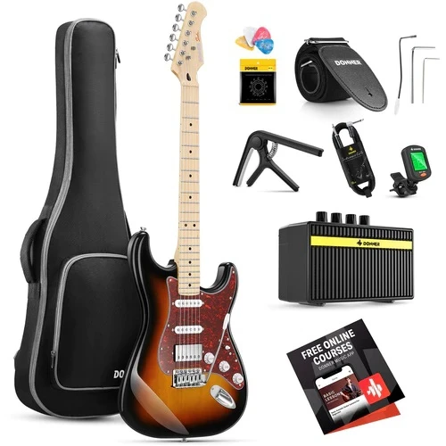 Donner DST-152 Full-Size ST Elektro Gitar Seti (Sunburst) 1