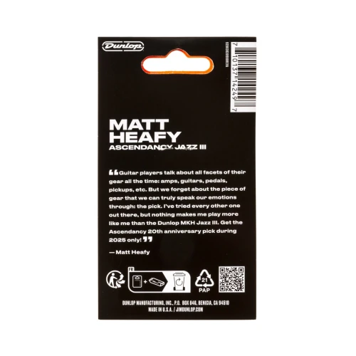 Jim Dunlop Matt Heafy Max Grip Att Heafy Ascendancy 6'lı Paket Jazz III Pena 5