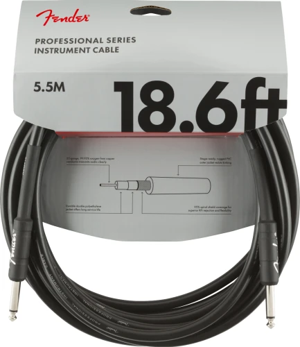 Fender Professional Düz/Düz Uçlu 5m Siyah Enstrüman Kablosu 1