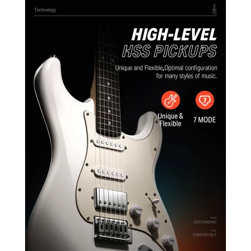 Donner DST-152W Elektro Gitar (Beyaz) 4