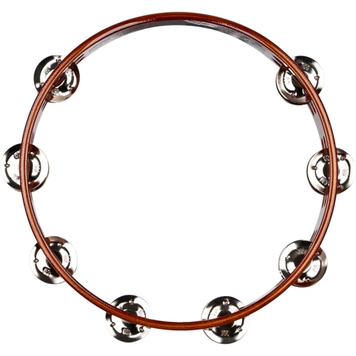 Meinl TA2AB Wood Nickelsilver Jingle 2-Rows Hand Tamburin (Antique Brown) 2