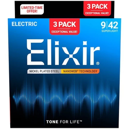 Elixir Nanoweb 3’lü Paket Elektro Gitar Teli (09-42) 1