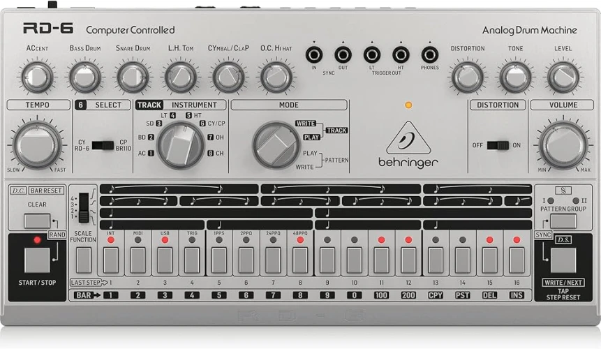 BEHRINGER RD-6-SR RHYTHM DESIGNER Analog Davul Makinesi (Gümüş Gri) 1