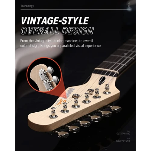 Donner DST-152 Full-Size ST Elektro Gitar Seti (Beyaz) 5