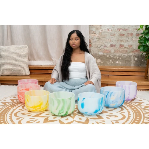 Meinl Sonic Energy 7-Parça Marble Crystal Singing Bowl Chakra Set (B4, A4, G4, F4, E4, D4, C4, 432 Hz) 3