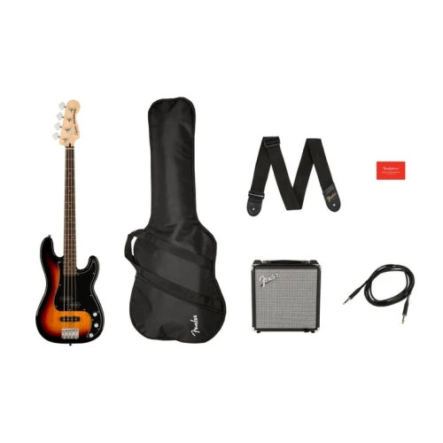 Squier Affinity Precision Bass PJ Laurel Klavye 3-Color Sunburst Rumble 15 Bas Gitar Seti 1