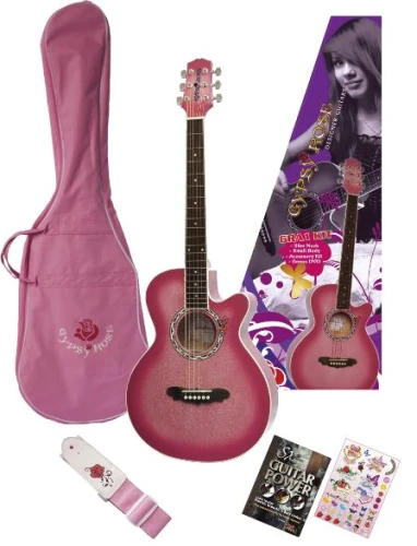 Valencia GRA1KC PK - Pembe Akustik Gitar Seti 1