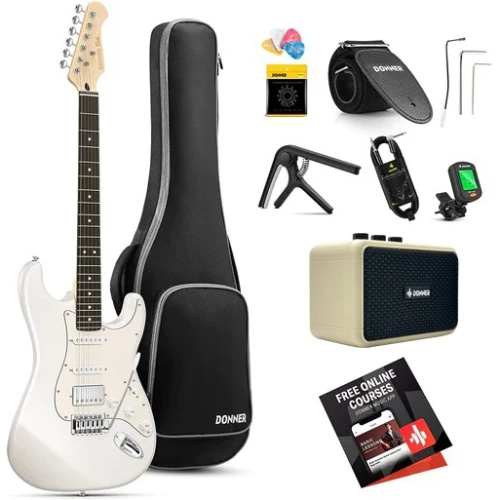 Donner DST-152 Full-Size ST Elektro Gitar Seti (Beyaz) 1