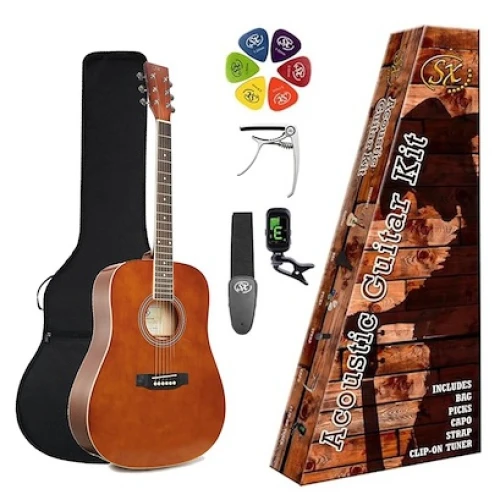 SX SD104KBR Akustik Gitar Seti (Kahverengi) 2