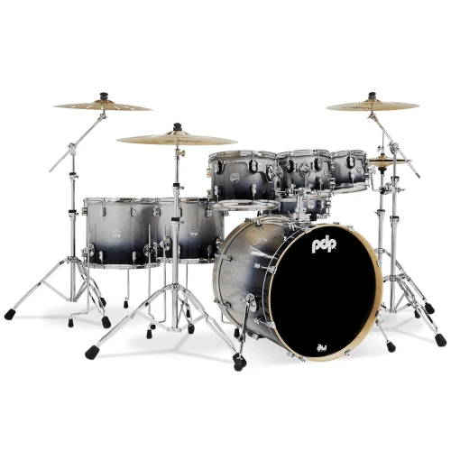 PDP Drums Concept Akçaağaç 7-Parça 22" Akustik Davul (Silver - Black Sparkle Fade) 2