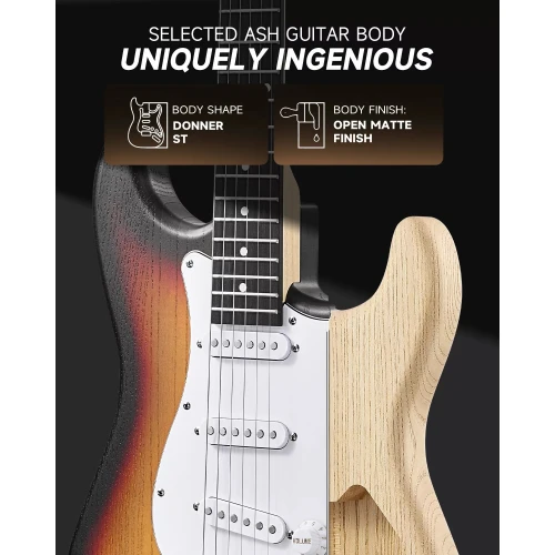 Donner DST-80 ST Elektro Gitar Seti (Sunburst) 4