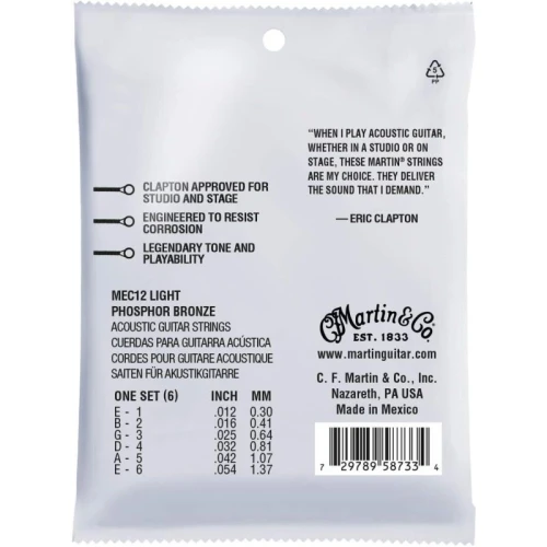 Martin Co MEC12 Clapton's Choice Phosphor Bronze Akustik Gitar Teli Light 12-54 3