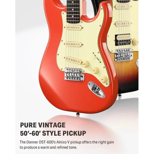 Donner DST-600 Elektro Gitar (Fiesta Red) 5