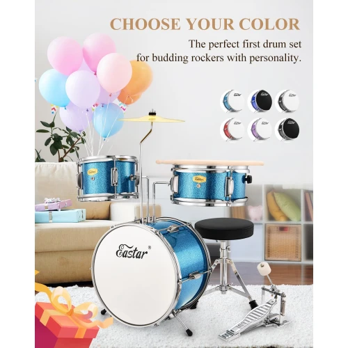 Eastar EDS-180MSB 14" 3-Parça Çocuk Davulu (Metallic Sky Blue) 2