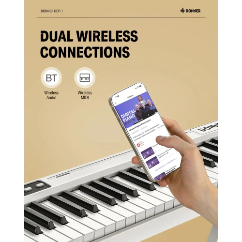 Donner DEP-1 Taşınabilir Dijital Piyano (Beyaz) 5