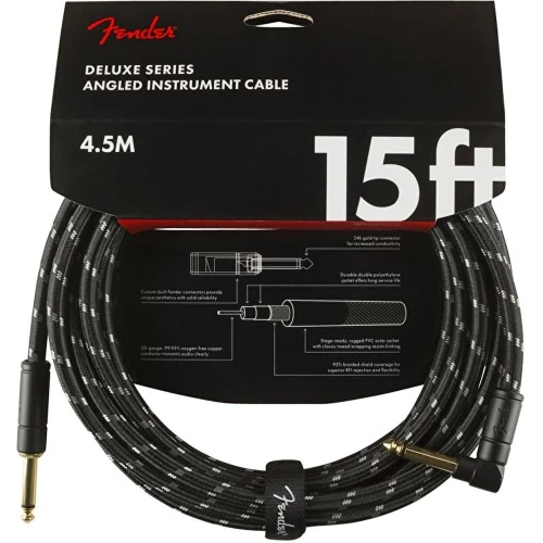Fender Deluxe Düz/L Uçlu 4m Siyah Tweed Enstrüman Kablosu 2