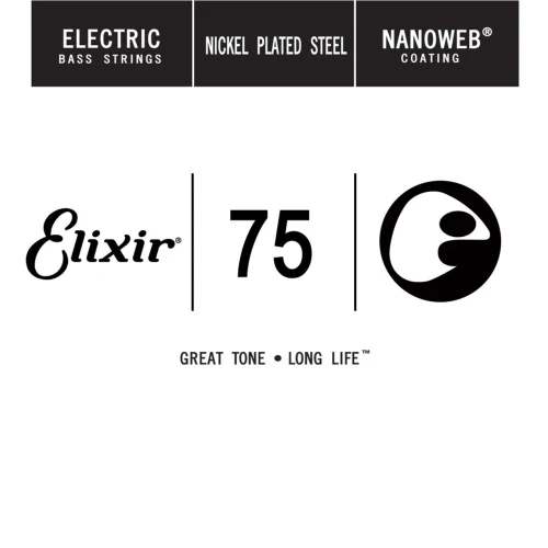 Elixir NANOWEB Coating Long Scale Tek Bas Gitar Teki (.075) 1