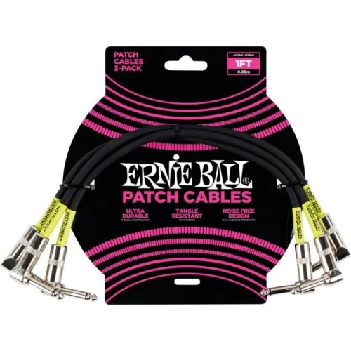 ERNIE BALL P06075 1ft / 3lü Paket Siyah Kablo 2