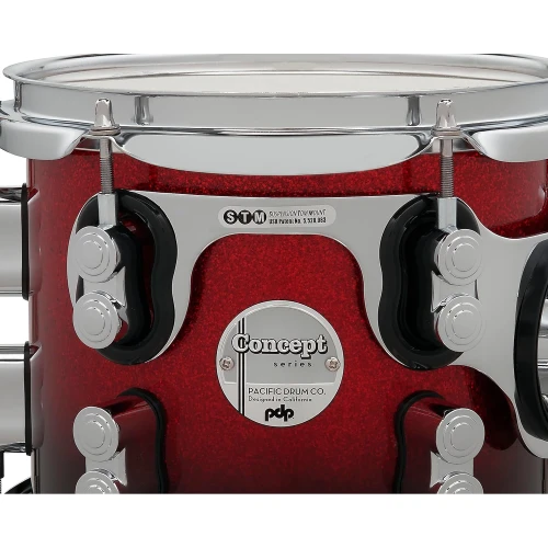 PDP Drums Concept Maple 5 Parça 22" Akustik Davul (Red To Black Sparkle Fade) 5