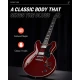 Donner DJP-1000 Semi-Hollow Elektro Gitar (Kırmızı) 6