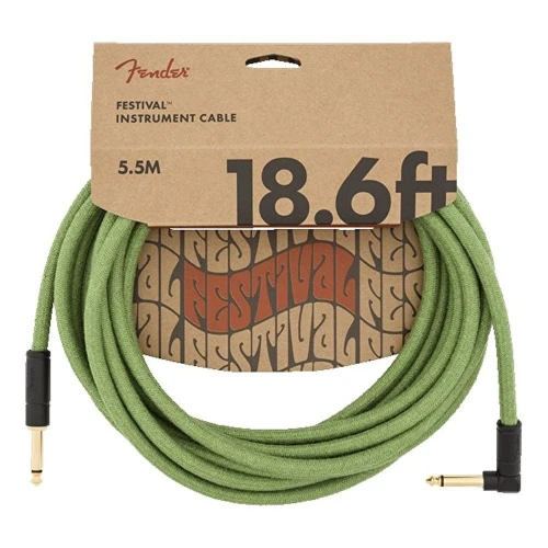 Fender Festival Düz/L Uçlu 5m Pure Hemp Yeşil Enstrüman Kablosu 2