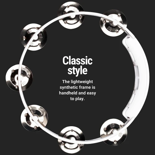 Meinl HTT8WH Stainless Steel Jingle 1-row 8" Tour Tamburin (Beyaz) 2