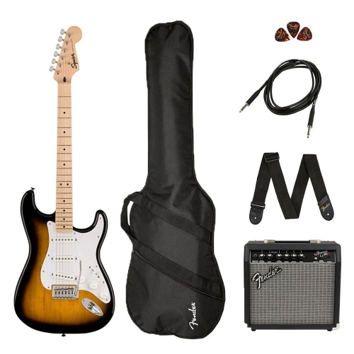 Squier Sonic Stratocaster 2 Ton Sunburst Frontman 10G Elektro Gitar Seti 1