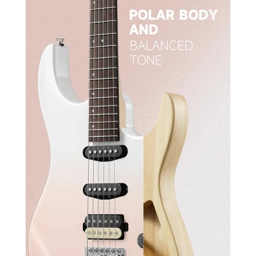 Donner DMT-66 Elektro Gitar (Pink-White Gradient) 4