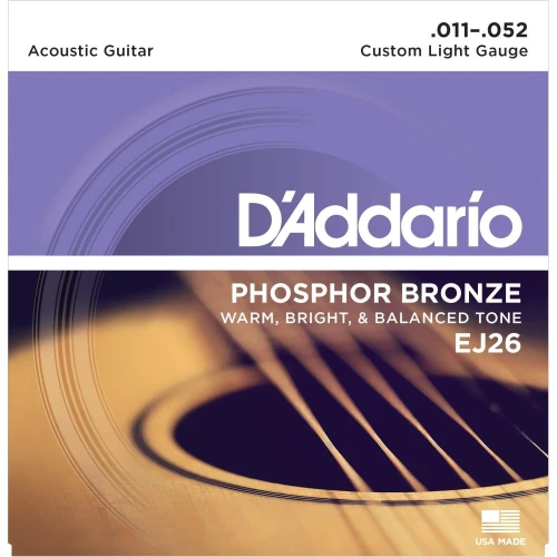 DADDARIO EJ26 AKUSTİK GİTAR TEL SETİ, 11-52, PHOSPHOR BRONZE, CUSTOM LIGHT 2