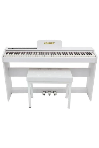KÖHNER SLP-225 WH Dijital Konsol Piyano, Bluetooth, Tuş Hassasiyeti, 88 Tuşlu (KULAKLIK VE TABURE) 1