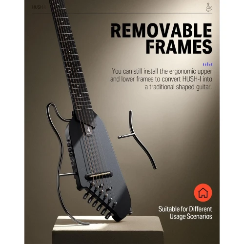 Donner HUSH-I Silent Gitar (Siyah) 3