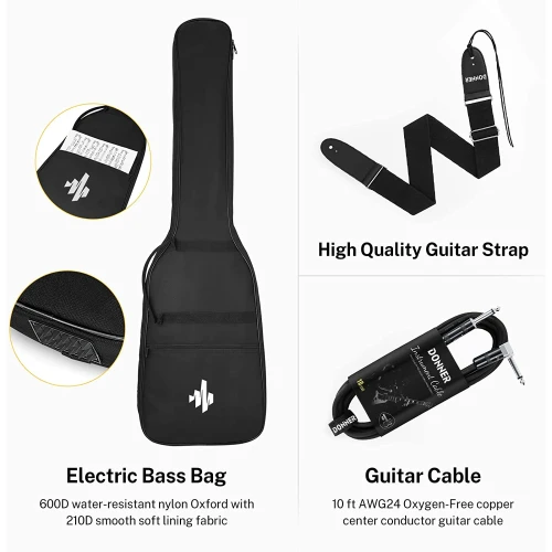 Donner DLP-124B LP Elektro Gitar Paketi (Siyah) 5