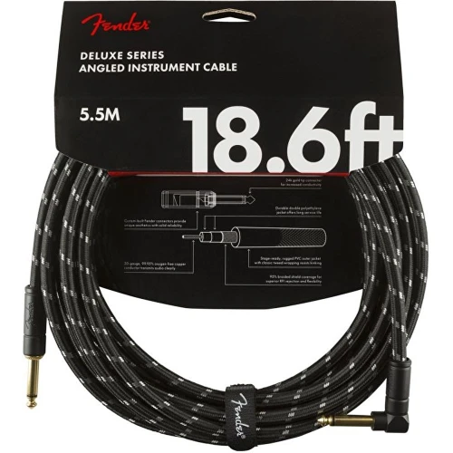 Fender Deluxe Düz/L Uçlu 5m Siyah Tweed Enstrüman Kablosu 2