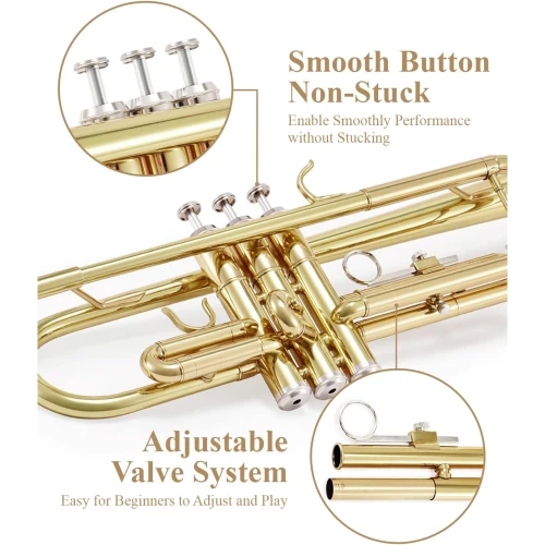 Eastar ETR-380 Standard Si Bemol Trompet (Golden) 4