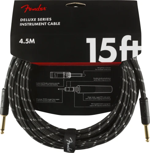Fender Deluxe Düz/Düz Uçlu 4m Siyah Tweed Enstrüman Kablosu 3