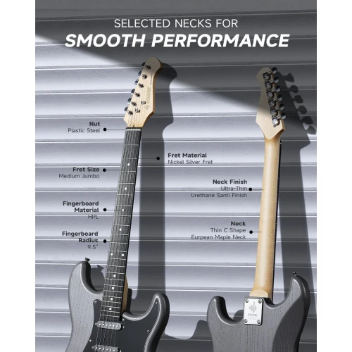 Donner DST-80 ST Elektro Gitar Seti (Matton Black) 5