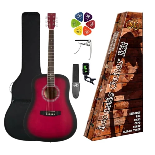 SX SD104KRDS Akustik Gitar Seti (Red Sunburst) 1