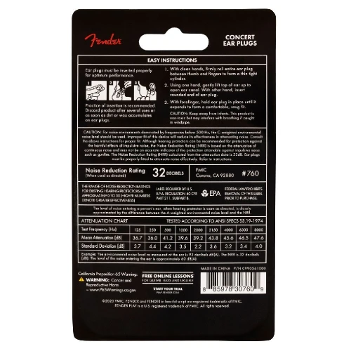 Fender Concert Ear Plugs 10 Pair Daphne Blue Kulak Tıkacı 3