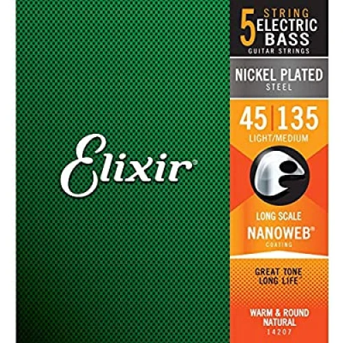 Elixir 14207 Nanoweb Light Medium 5 Telli Bas Gitar Teli (45-135) 3