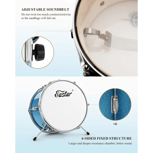 Eastar EDS-180MSB 14" 3-Parça Çocuk Davulu (Metallic Sky Blue) 6